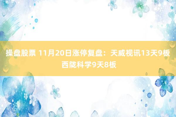 操盘股票 11月20日涨停复盘：天威视讯13天9板 西陇科学9天8板