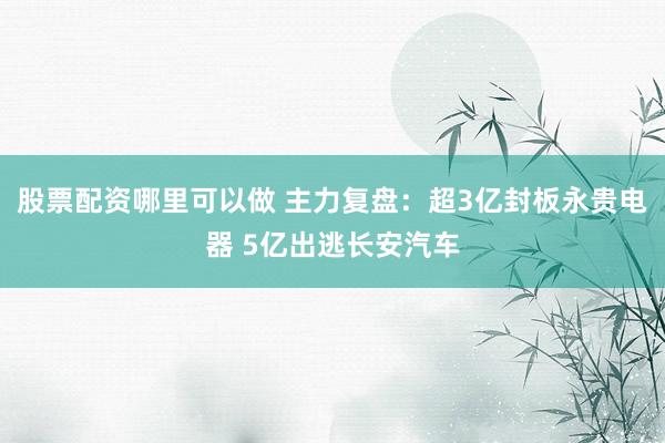 股票配资哪里可以做 主力复盘：超3亿封板永贵电器 5亿出逃长安汽车