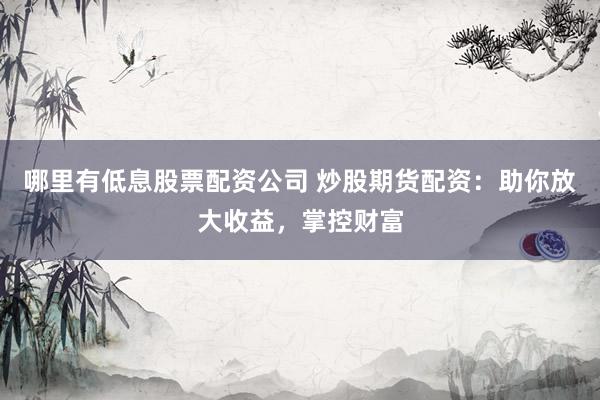 哪里有低息股票配资公司 炒股期货配资：助你放大收益，掌控财富